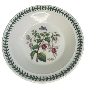 PORTMEIRION Botanic Garden Fuschia Magellanica 8.5" Rim Soup Bowl Leaves Edge
